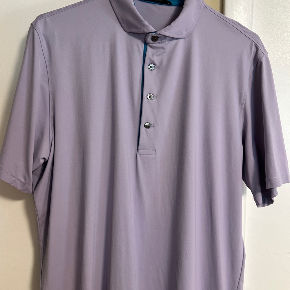 Greyson Polo Mens Large Cayuse Course Logo Golf Purple Cutaway Collar Shirt NWD